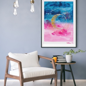 Újhold - akvarell art print - otthon & életmód - dekoráció - kép & falikép - kép & falikép - Meska.hu