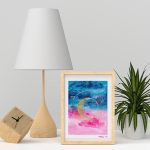 Újhold - akvarell art print - otthon & életmód - dekoráció - kép & falikép - kép & falikép - Meska.hu