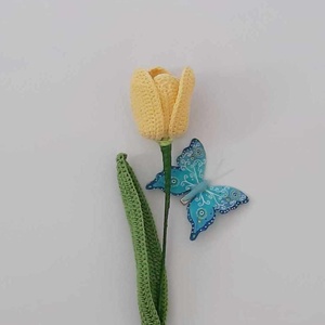 Horgolt sárga tulipán Anyák napjára - otthon & lakás - dekoráció - virágdísz és tartó - csokor & virágdísz - Meska.hu