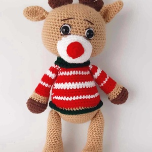 Piros pulcsis horgolt szarvas - otthon & életmód - dekoráció - dísztárgy - Meska.hu