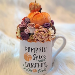 Tök-Latte - Pumpkin Spice őszi bögre dekoráció, asztaldísz tökökkel - otthon & életmód - dekoráció - asztal és polc dekoráció - asztaldísz - Meska.hu