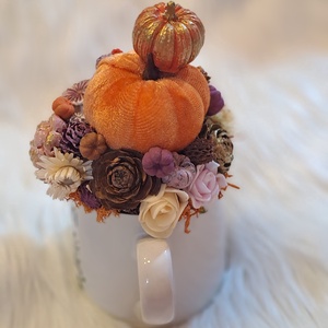 Tök-Latte - Pumpkin Spice őszi bögre dekoráció, asztaldísz tökökkel - otthon & életmód - dekoráció - asztal és polc dekoráció - asztaldísz - Meska.hu