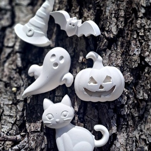 Frászbox - Halloween kreatív alkotócsomag � 5 db festhető gipszfigura akrilfestékkel, fényes lakkal és ecsettel - DIY - diy (csináld magad) - egységcsomag - Meska.hu