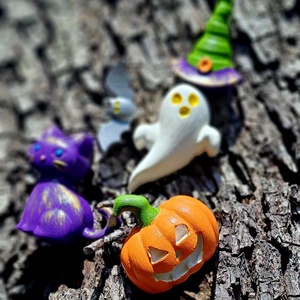 Frászbox - Halloween kreatív alkotócsomag � 5 db festhető gipszfigura akrilfestékkel, fényes lakkal és ecsettel - DIY - diy (csináld magad) - egységcsomag - Meska.hu