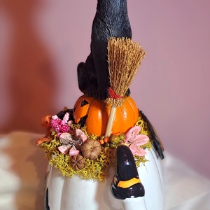 Halloweeni Bögrés Asztaldísz � Boszorkány kalapos Fekete Macska - otthon & életmód - dekoráció - halloween - halloweeni asztaldísz - Meska.hu