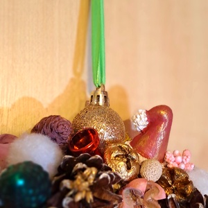 Gazdagon díszített karácsonyi ajtódísz � Erdőlakó kismadárral és rénszarvassal - karácsony - karácsonyi lakásdekoráció - karácsonyi ajtódíszek - Meska.hu