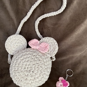 Minnie egér formájú horgolt crossbody táska - ajándék Minnie kulcstartóval - táska & tok - kézitáska & válltáska - válltáska - Meska.hu