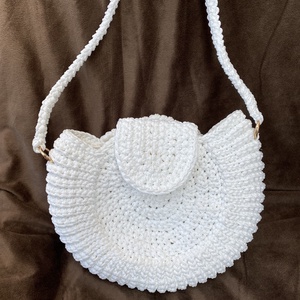 Sofia fehér horgolt crossbody táska horgolt pánttal - táska & tok - kézitáska & válltáska - válltáska - Meska.hu
