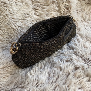 Fekete-arany alkalmi elegáns horgolt kézi- és crossbody táska - táska & tok - kézitáska & válltáska - vállon átvethető táska - Meska.hu