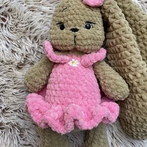 Bella plüss horgolt balerina nyuszi, névreszóló, világítós - játék & sport - plüssállat & játékfigura - nyuszi - Meska.hu
