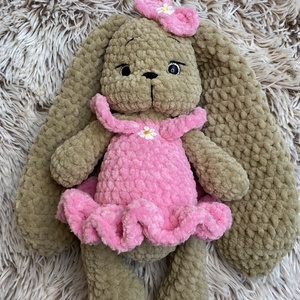 Bella plüss horgolt balerina nyuszi, névreszóló, világítós - játék & sport - plüssállat & játékfigura - nyuszi - Meska.hu