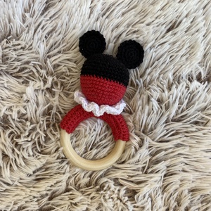 Horgolt Minnie vagy Mickey csörgő, rágóka - játék & sport - 3 éves kor alattiaknak - csörgő - Meska.hu