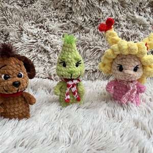 Horgolt Grincs csapat - Grincs, Max a kutyája és Cindy Lou, Játék & Sport, Plüssállat & Játékfigura, Plüss mesefigurák, Horgolás, Hímzés, MESKA