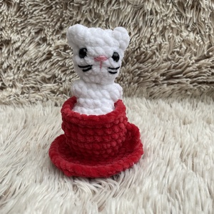 Horgolt bögrés cica, pop up, felugró cica - játék & sport - plüssállat & játékfigura - cica - Meska.hu