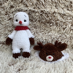 Horgolt rénszarvassapkás hóember, Játék & Sport, Plüssállat & Játékfigura, Ember, Horgolás, Hímzés, MESKA