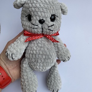 Horgolt Skót lógófülű szürke cica, Játék & Sport, Plüssállat & Játékfigura, Cica, Horgolás, Hímzés, MESKA