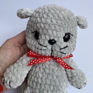 Horgolt Skót lógófülű szürke cica - játék & sport - plüssállat & játékfigura - cica - Meska.hu