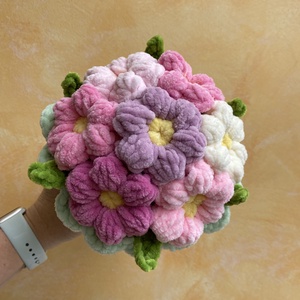 Kézzel horgolt virágcsokor tavaszi hangulatú 30 cm - Meska.hu