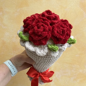 Kézzel horgolt Rózsa virágcsokor (névreszóló) 30 cm - otthon & életmód - virágdekoráció - virágok - virágcsokor - Meska.hu