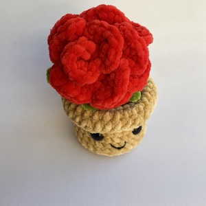 Kézzel horgolt rózsa mosolygós kaspóban - otthon & életmód - virágdekoráció - virágok - virágcsokor - Meska.hu