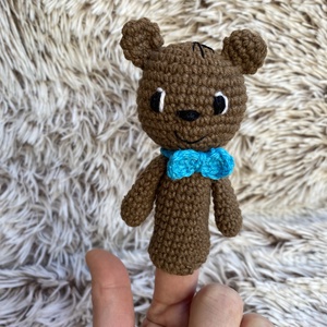 Kézzel horgolt Boribon maci ujjbáb meséléshez, Játék & Sport, Bábok, Ujjbáb, Horgolás, Hímzés, MESKA