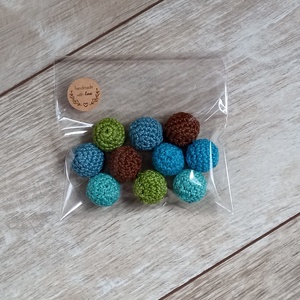 Kézzel horgolt fa golyó készlet 10 db, DIY (Csináld magad), Egységcsomag, Horgolás, MESKA