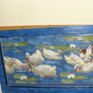 Kedves szép hattyúk decoupage dekor - a keret fából készült - Meska.hu