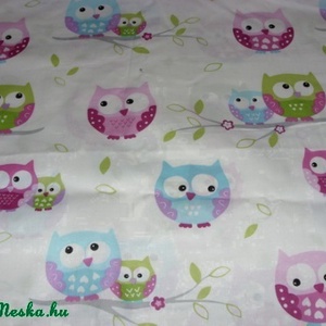 Hú - húúú cuki  baglyos design textil 140 cm széles 100% pamut - kellékek & szerszámok - méteráru - pamut - Meska.hu