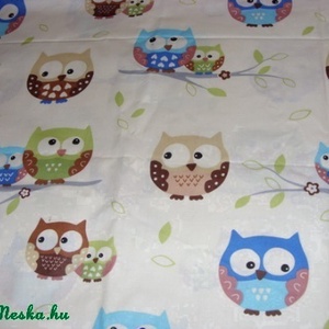 Hú - húúú cuki  baglyos design textil 140 cm széles 100% pamut - kellékek & szerszámok - méteráru - pamut - Meska.hu