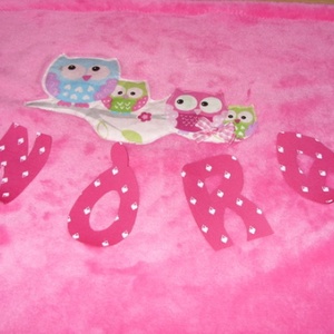 Tündéri patchwork baglyos egyedi  babatakaró névvel is - 3D - több méretben és színben remdelhető -  - Meska.hu