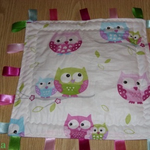 Cuki baglyos szalagos-matatós texiljáték  rózsaszín és bézs 30 x 30 1.500.-Ft, Játék & Sport, 3 éves kor alattiaknak, Alvóka & Rongyi, Patchwork, foltvarrás, Varrás, MESKA