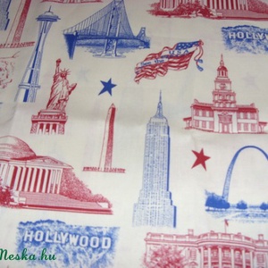 USA vintage-történelem patchwork USA design textil 55 x 30 cm minőségi  USA design  - méteráru - pamut - Meska.hu