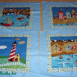 Nyár és Tál évszakok blokk panel patchwork USA design minőségi  textil 30 x 28 cm  - kellékek & szerszámok - méteráru - pamut - Meska.hu