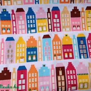 Házikók - jössz Te még az én utcámba :o))) 4 féle  55 x 30 cm minőségi textil  USA design  - kellékek & szerszámok - méteráru - pamut - Meska.hu