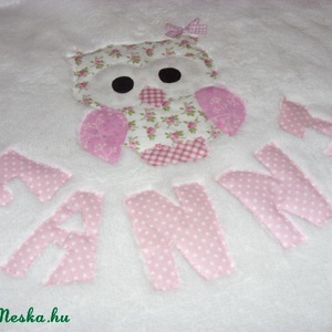 Baba látogatásra is - Tündéri patchwork baglyos egyedi  babatakaró névvel is - 3D - több méretben és színben  - otthon & életmód - babaszoba, gyerekszoba - babatakaró, gyerek pléd - Meska.hu