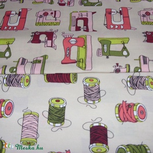 Varrógépes és cérna orsós  egyedi holland Design textil:o)  75 x 30 cm minőségi textil , Kellékek & szerszámok, Méteráru, Pamut, Mindenmás, Varrás, Varrás, MESKA