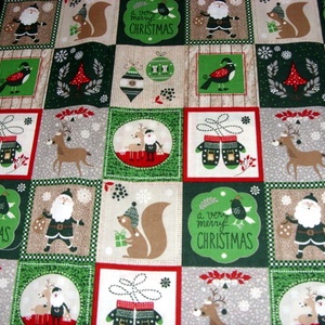 Karácsonyi baglyos és más mintás német design textil 70 x 30 cm  - kellékek & szerszámok - méteráru - pamut - Meska.hu