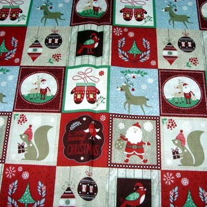 Karácsonyi baglyos és más mintás német design textil 70 x 30 cm  - kellékek & szerszámok - méteráru - pamut - Meska.hu
