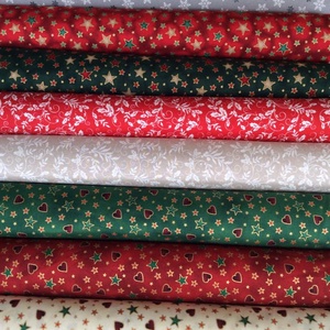 Karácsonyi apró mintás sok féle német design textil 70 x 30 cm - kellékek & szerszámok - méteráru - pamut - Meska.hu
