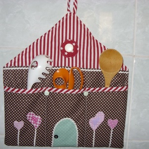 Csinos - praktikus zsebes házikó - patchwork rátétes -  - Meska.hu