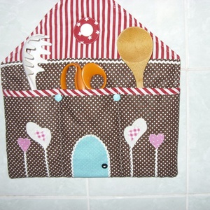 Csinos - praktikus zsebes házikó - patchwork rátétes -  - Meska.hu