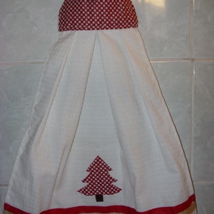 Karácsonyi piros-fehér-arany kombó design törlő fenyőfa applikációval - otthon & életmód - konyhafelszerelés, tálalás - konyhai textil - konyharuha & törlőkendő - Meska.hu
