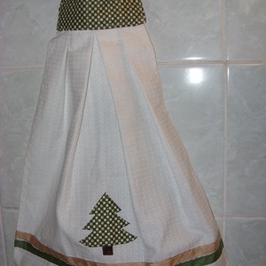 Karácsonyi zöld-fehér-arany kombó törlő fenyőfa applikációval - otthon & életmód - konyhafelszerelés, tálalás - konyhai textil - konyharuha & törlőkendő - Meska.hu