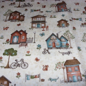 Házikók - jössz Te még az én utcámba :o))) 4 féle  55 x 30 cm minőségi textil  USA design  - kellékek & szerszámok - méteráru - pamut - Meska.hu