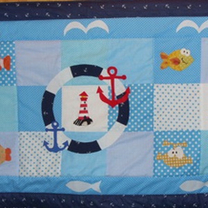 Tengeri Patchwork Falikép Falvédő - 200 x 80 cm, Otthon & Életmód, Babaszoba, gyerekszoba, Falvédő gyerekszobába, Varrás, MESKA
