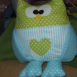 Óriásláb  - cuki bagoly testvérek- 4 zsebes patchwork bagoly nagyon cuki mosható, távirányító tartó, párnácska , Otthon & Életmód, Babaszoba, gyerekszoba, Gyerek díszpárna, Varrás, MESKA