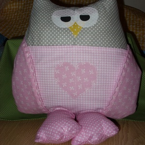 Óriásláb  - cuki bagoly testvérek- 4 zsebes patchwork bagoly nagyon cuki mosható, távirányító tartó, párnácska  - otthon & életmód - lakástextil - párna & párnahuzat - Meska.hu