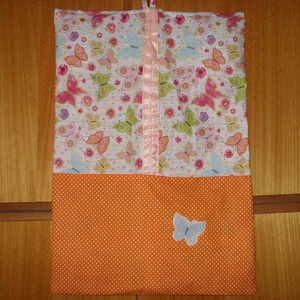 Csajos Szóló Ovis  ruhazsák - Tündéres -cicás - lepkés 100% pamut  55 x 40 cm - játék & sport - ovis felszerelés - Meska.hu