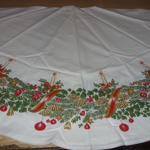 KARÁCSONY ABROSZ KEREK 100 % PAMUT 140 CM ÁTMÉRŐJŰ 4.500.-FT - karácsony - karácsonyi lakásdekoráció - Meska.hu