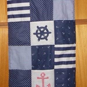 6 zsebes patchwork tároló - tengerészeti stílus 100% pamut - játék & sport - ovis felszerelés - egyéb ovis kiegészítő - Meska.hu